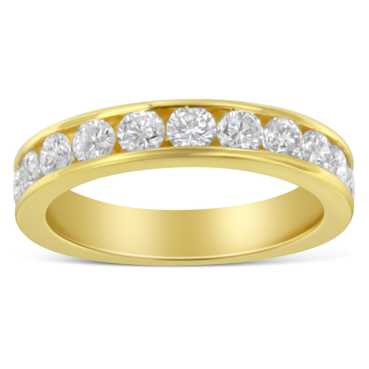 18K Yellow Gold Round Cut Diamond Band Ring (1 Cttw, H-I Color, SI2-I1 Clarity) - JackiEaslick