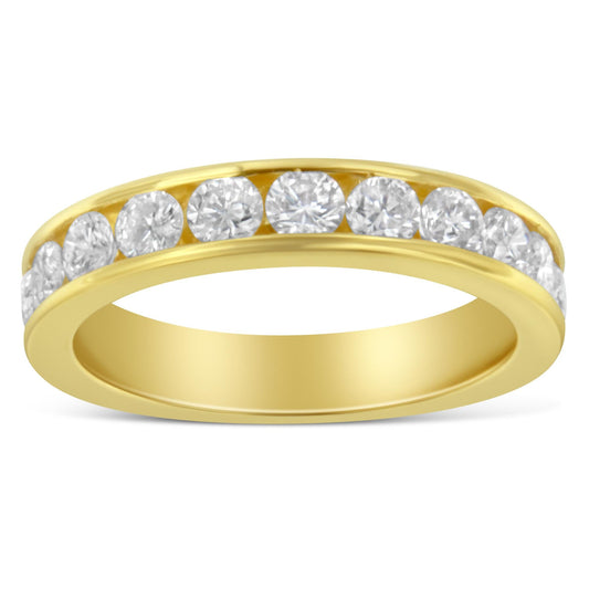 18K Yellow Gold Round Cut Diamond Band Ring (1 Cttw, H-I Color, SI2-I1 Clarity) - JackiEaslick