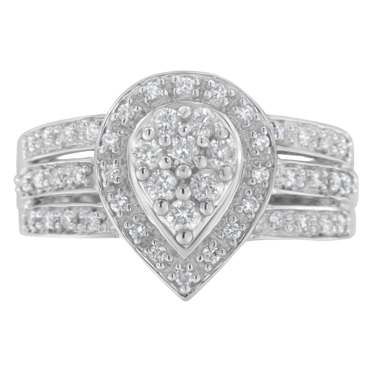10K White Gold Diamond Cocktail Teardrop Ring (1/2 Cttw, H-I Color, SI2-I1 Clarity) - JackiEaslick
