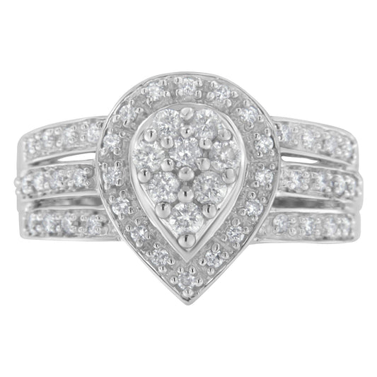10K White Gold Diamond Cocktail Teardrop Ring (1/2 Cttw, H-I Color, SI2-I1 Clarity) - JackiEaslick