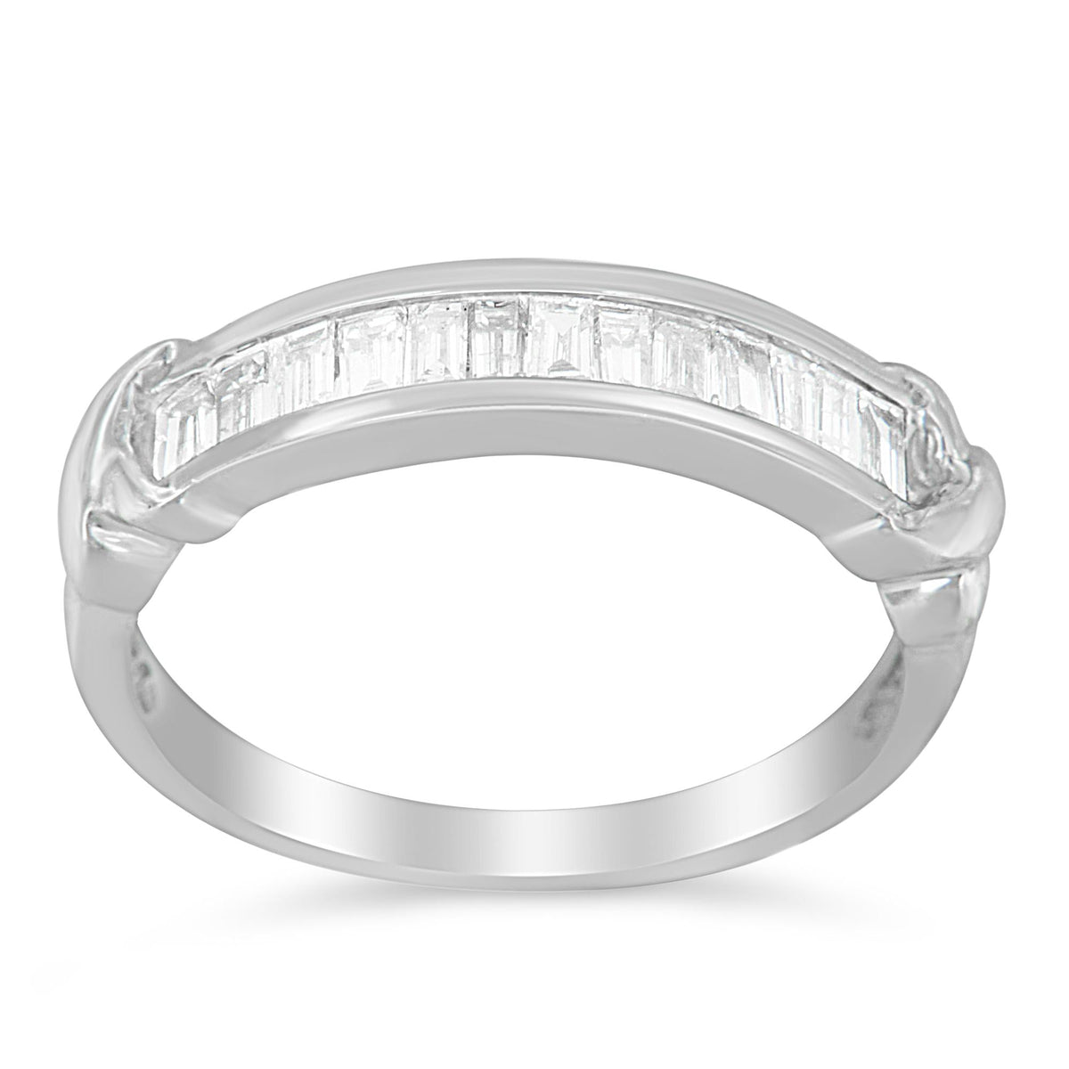 .925 Sterling Silver 1/2 Cttw Baguette Cut Diamond Channel Set X-Station Wedding Ring (H-I Color, I1-I2 Clarity) - JackiEaslick
