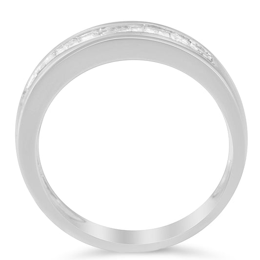.925 Sterling Silver 1/3 Cttw Baguette Cut Diamond Channel Set Stackable Wedding Ring - JackiEaslick
