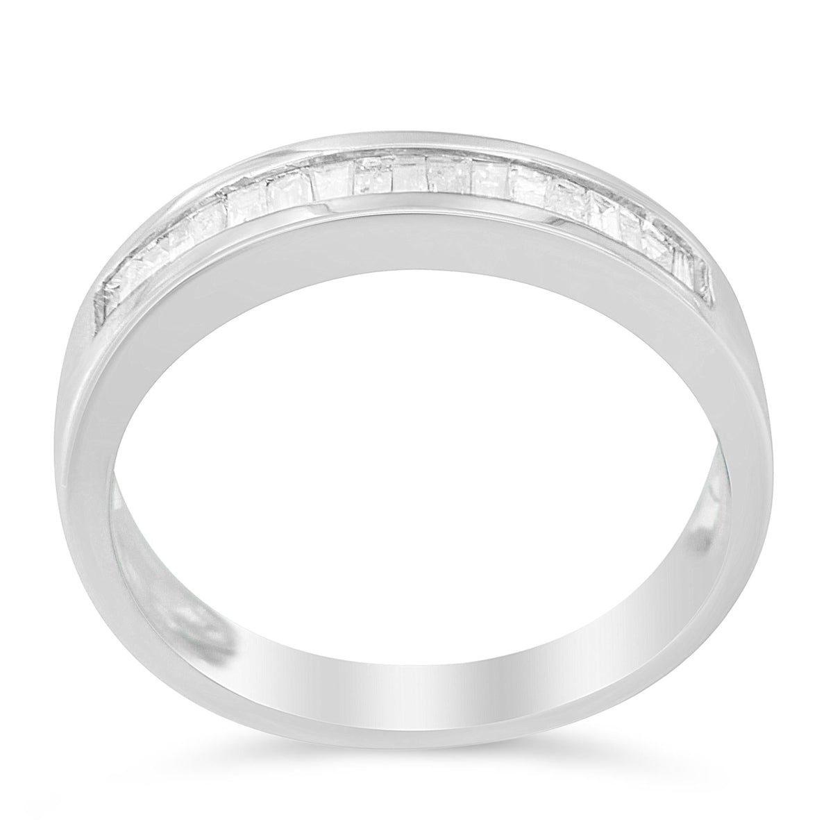 .925 Sterling Silver 1/3 Cttw Baguette Cut Diamond Channel Set Stackable Wedding Ring - JackiEaslick