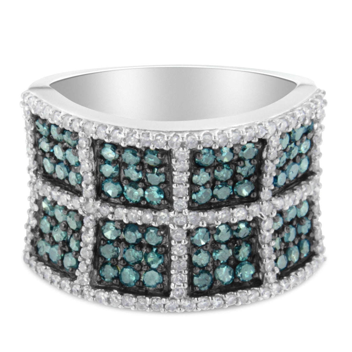14K White Gold White and Treated Blue Diamond Cocktail Ring (1 1/2 Cttw, H-I Color, I1-I2 Clarity) - JackiEaslick