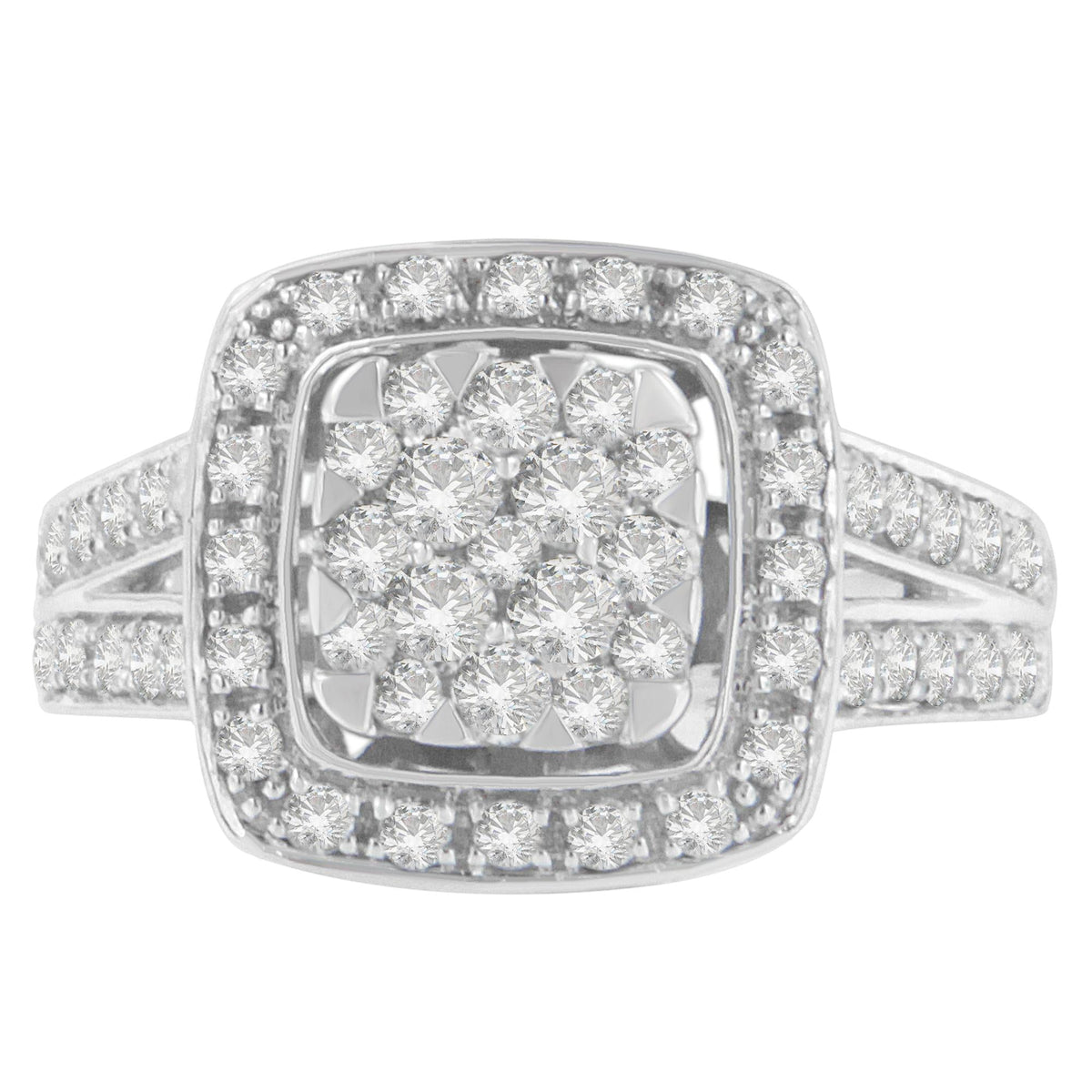 10K White Gold Diamond Cluster Ring (1 Cttw, H-I Color, SI2-I1 Clarity) - JackiEaslick