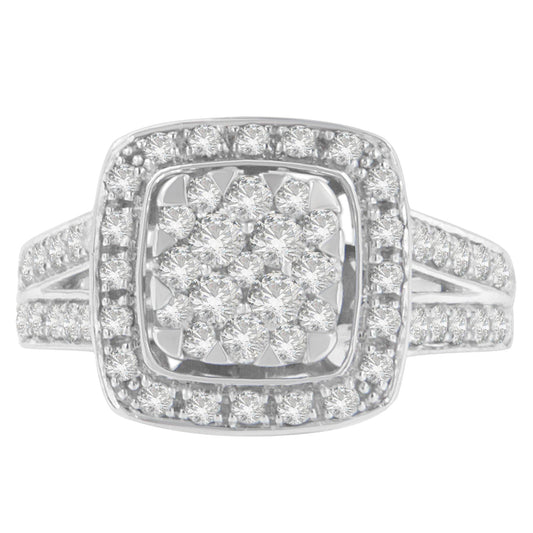 10K White Gold Diamond Cluster Ring (1 Cttw, H-I Color, SI2-I1 Clarity) - JackiEaslick