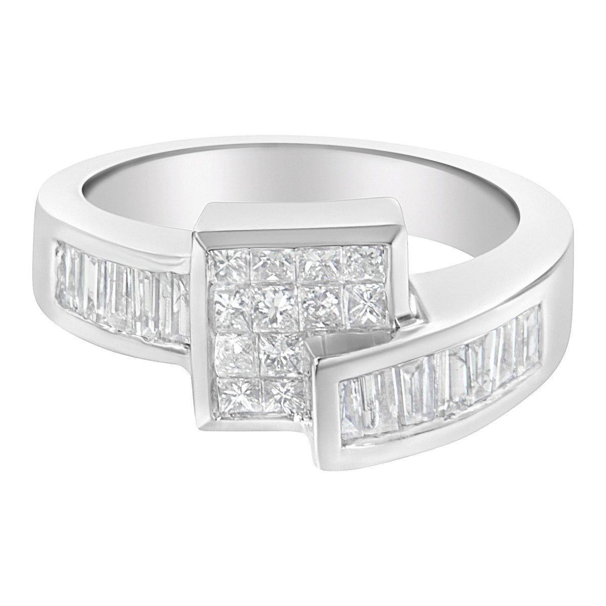 14K White Gold Princess and Baguette-cut Diamond Ring (1 1/3 Cttw, G-H Color, SI2-I1 Clarity) - JackiEaslick