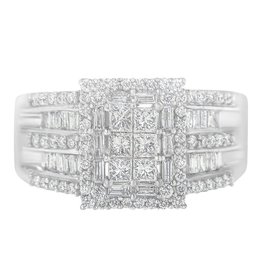 10K White Gold Diamond Cluster Ring (1 cttw, H-I Color, I1-I2 Clarity) - JackiEaslick
