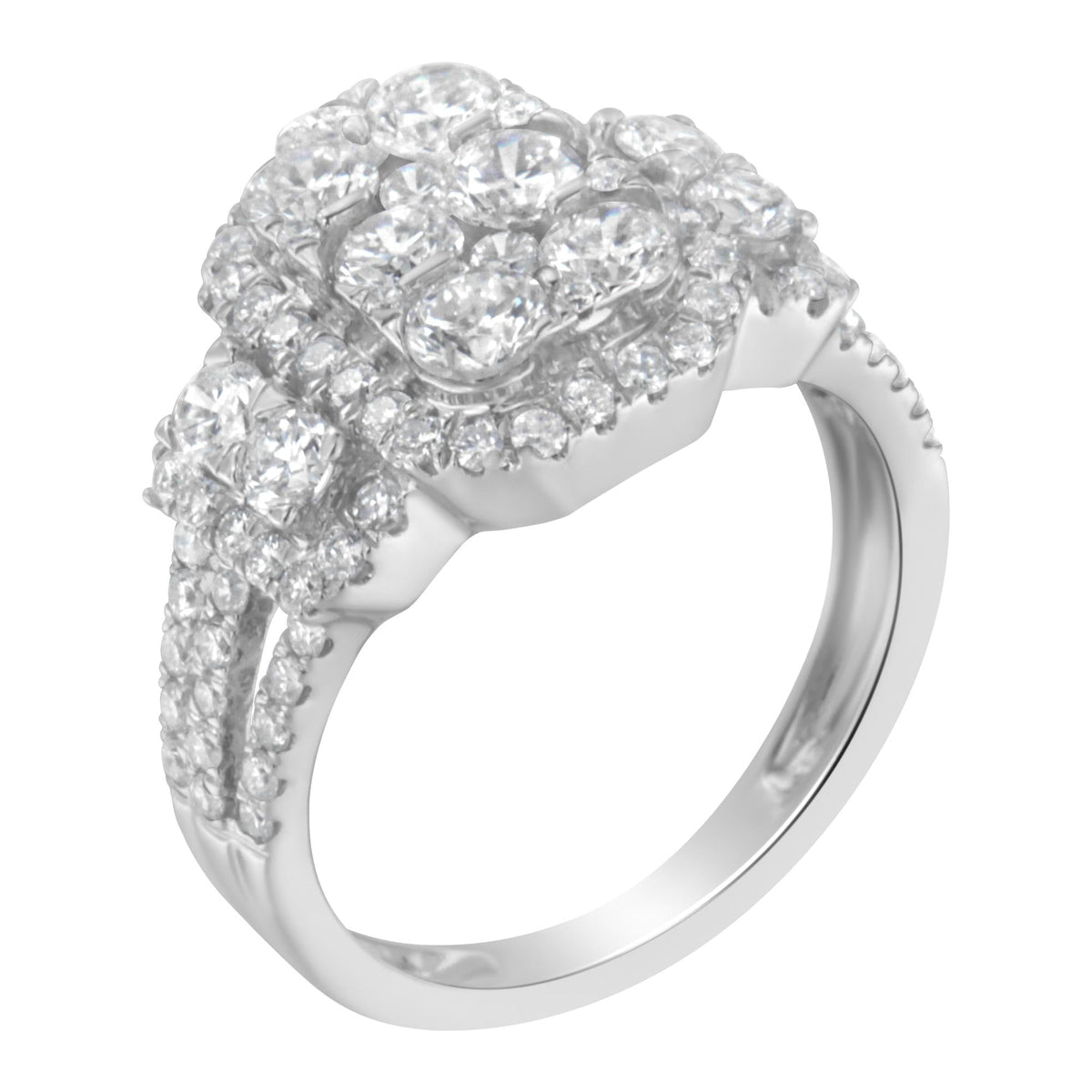 14K White Gold 2 1/4 Cttw Diamond Cocktail Cluster Ring (G-H Color, SI2-I1 Clarity) - JackiEaslick