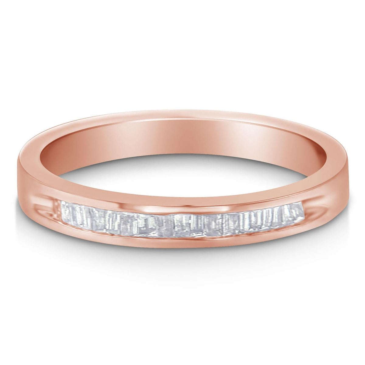 10K Rose Gold over .925 Sterling Silver 1/5 Cttw Diamond Channel-Set Stackable Band Ring (H-I Color, I1-I2 Clarity) - JackiEaslick