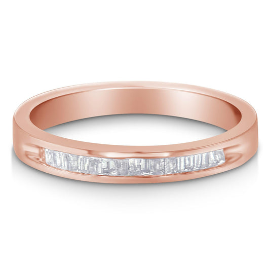 10K Rose Gold over .925 Sterling Silver 1/5 Cttw Diamond Channel-Set Stackable Band Ring (H-I Color, I1-I2 Clarity) - JackiEaslick