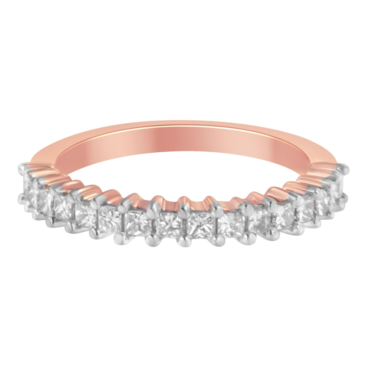 10K Rose Gold Flashed .925 Sterling Silver Diamond Band Ring (1/2 Cttw, J-K Color, I1-I2 Clarity) - JackiEaslick