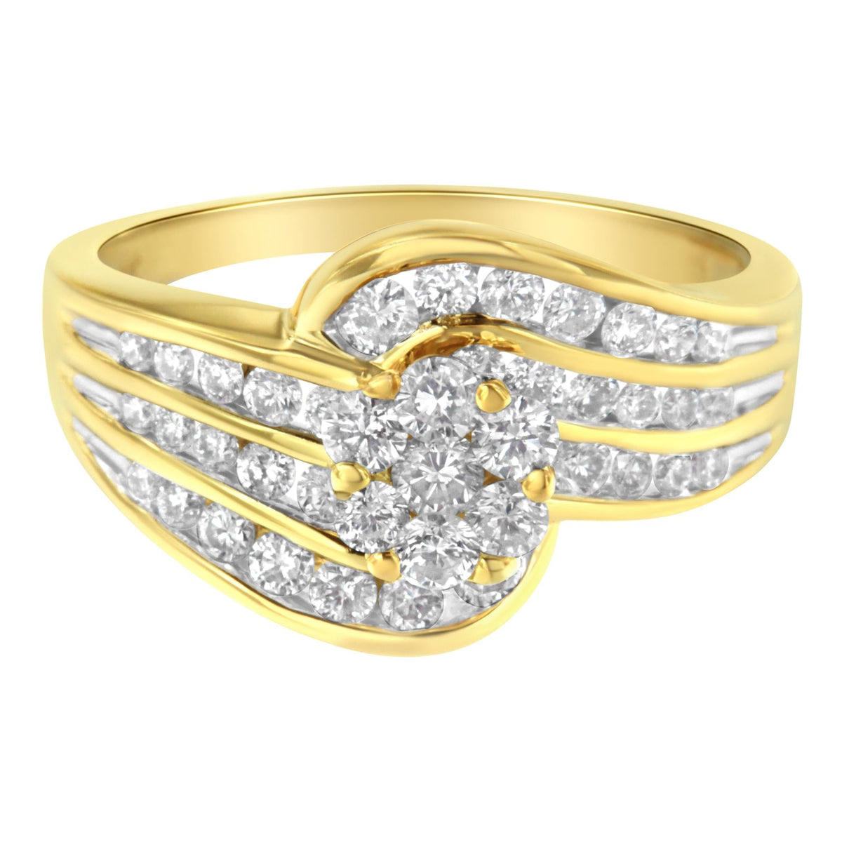14K Yellow Gold Diamond Cocktail Bypass Ring (1 1/2 Cttw, H-I Color, SI2-I1 Clarity) - JackiEaslick