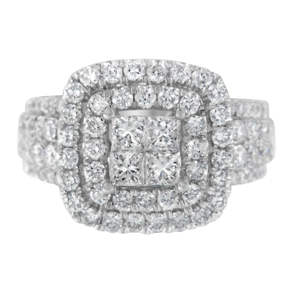 14KT White Gold Round and Princess Diamond Ring (2 1/4 cttw, H-I Color, SI1-SI2 Clarity) - JackiEaslick
