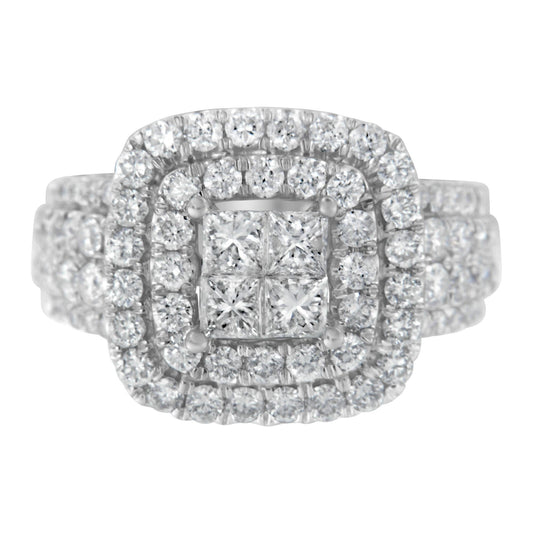14KT White Gold Round and Princess Diamond Ring (2 1/4 cttw, H-I Color, SI1-SI2 Clarity) - JackiEaslick
