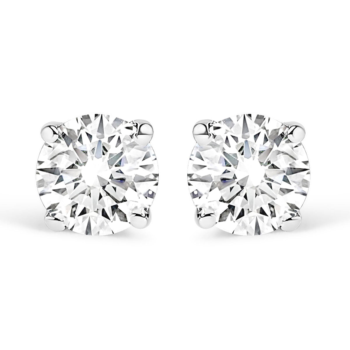14K White Gold 0.21 Cttw Round Brilliant-Cut Near Colorless Diamond Classic 4-Prong Stud Earrings (H-I Color, I1-I2 Clarity)