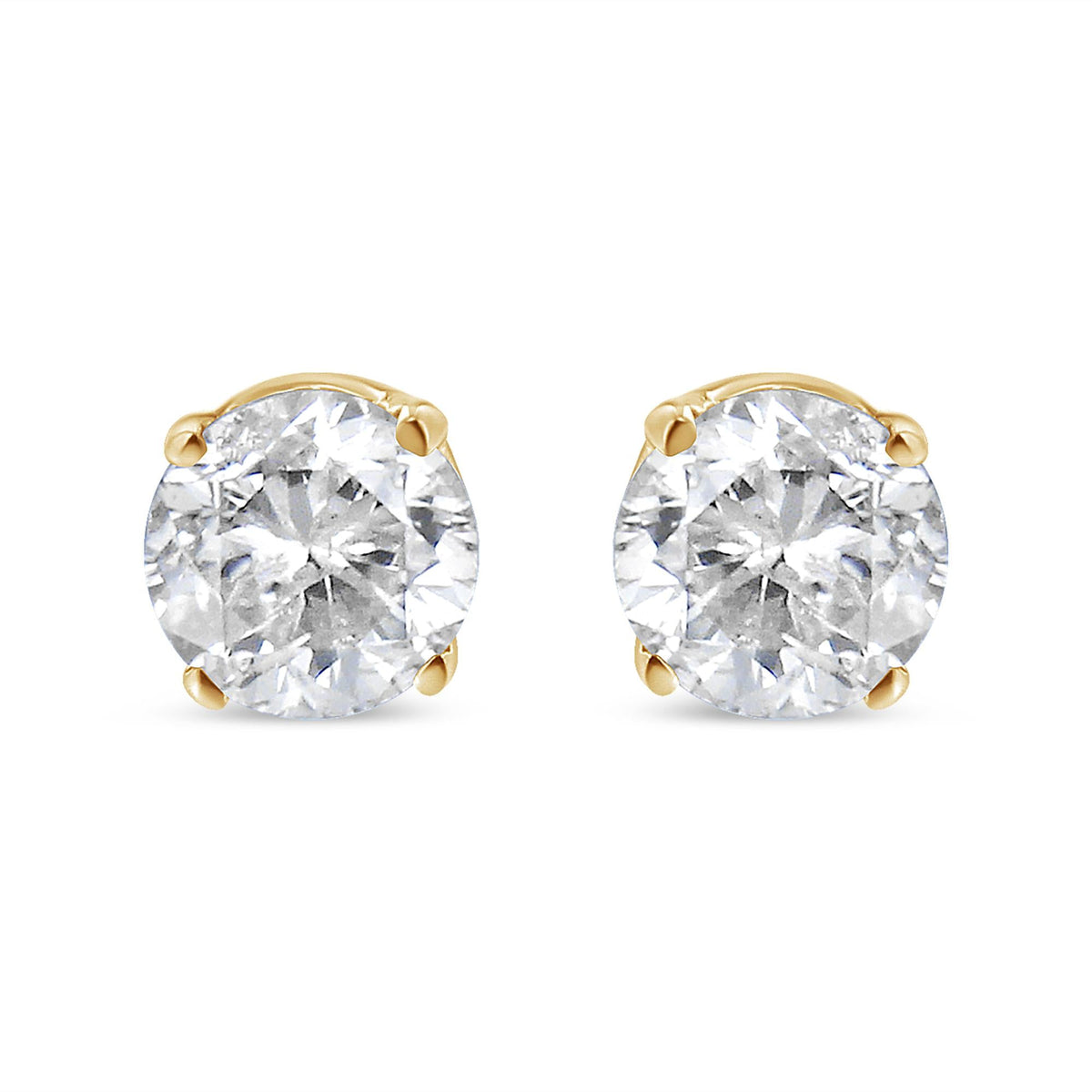 AGS Certified 14k Yellow Gold 3/8 cttw 4-Prong Set Brilliant Round-Cut Solitaire Diamond Push Back Stud Earrings (M-N Color, SI2-I1 Clarity)