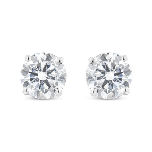 14k White Gold 1ct. TDW Solitaire Diamond Stud Earrings (I-J,I2)
