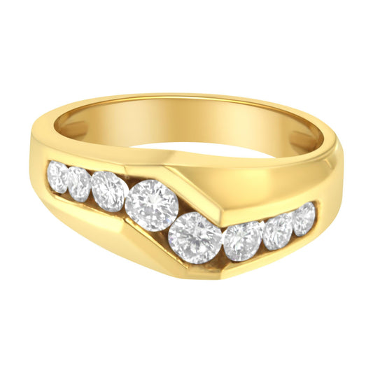 14KT Yellow Gold Men's Round Cut Diamond Ring (1 cttw, H-I Color, SI2-I1 Clarity) - JackiEaslick