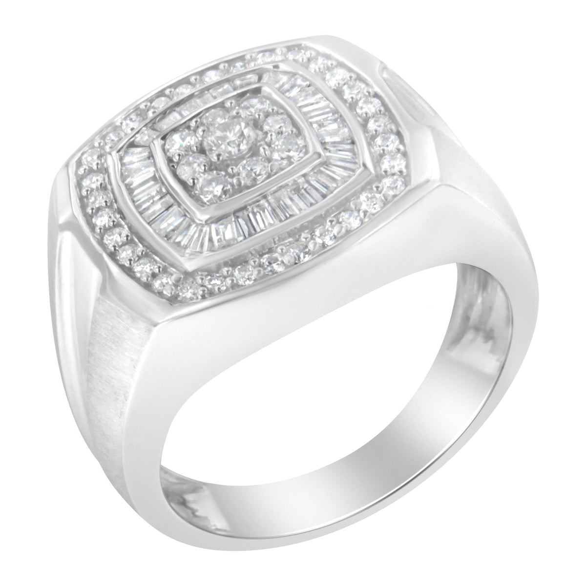 14K White Gold Men's Diamond Band Ring (1 cttw, H-I Color, SI1-I2 Clarity) - JackiEaslick
