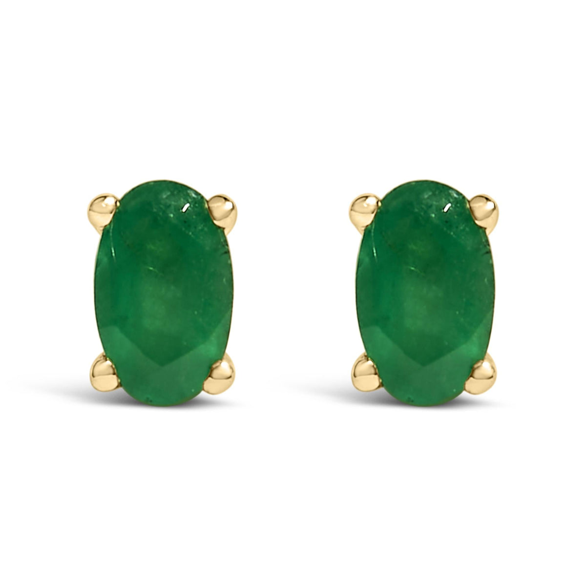 14K Gold Oval Cut Gemstone Birthstone 5x3 mm Stud Earrings