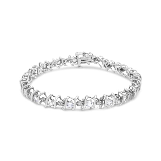 .925 Sterling Silver Lab-Grown Birthstone and 1/6 Cttw Round Diamond Tennis Bracelet (H-I Color, I1-I2 Clarity) - JackiEaslick