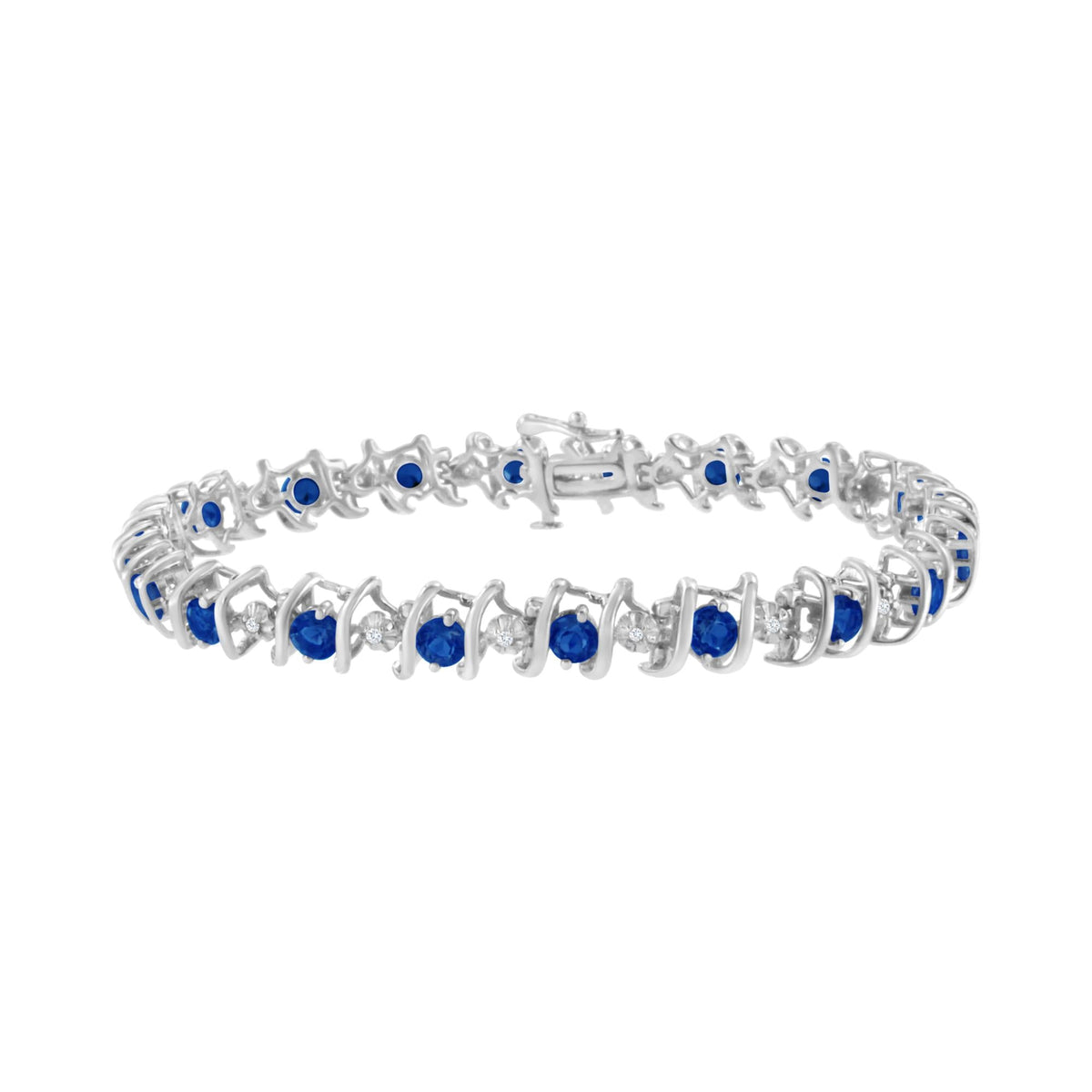 .925 Sterling Silver Lab-Grown Birthstone and 1/6 Cttw Round Diamond Tennis Bracelet (H-I Color, I1-I2 Clarity) - JackiEaslick