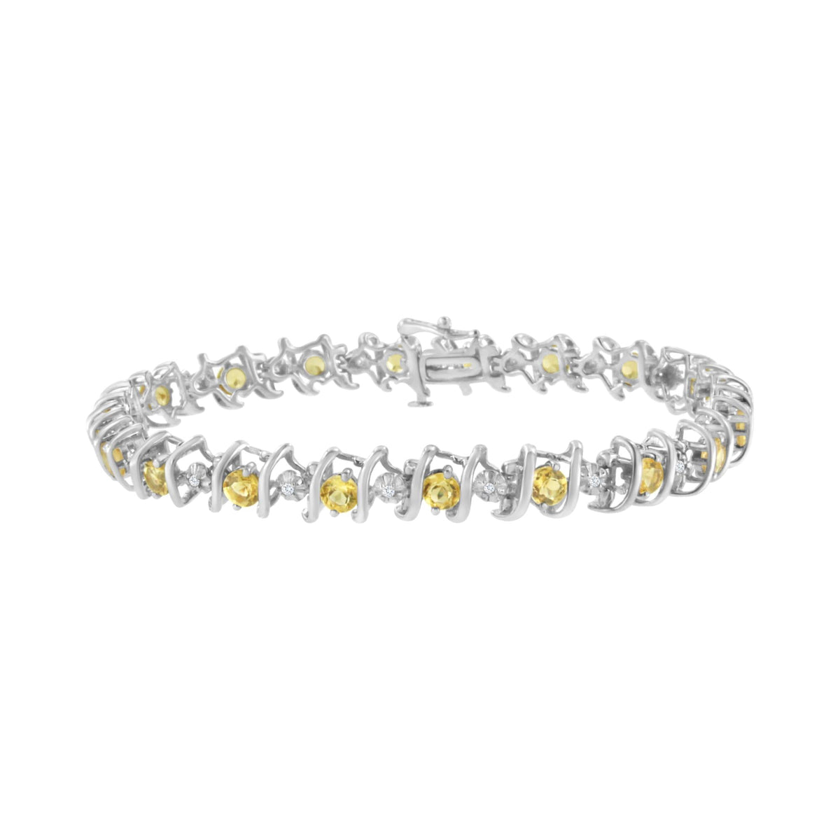 .925 Sterling Silver Lab-Grown Birthstone and 1/6 Cttw Round Diamond Tennis Bracelet (H-I Color, I1-I2 Clarity) - JackiEaslick