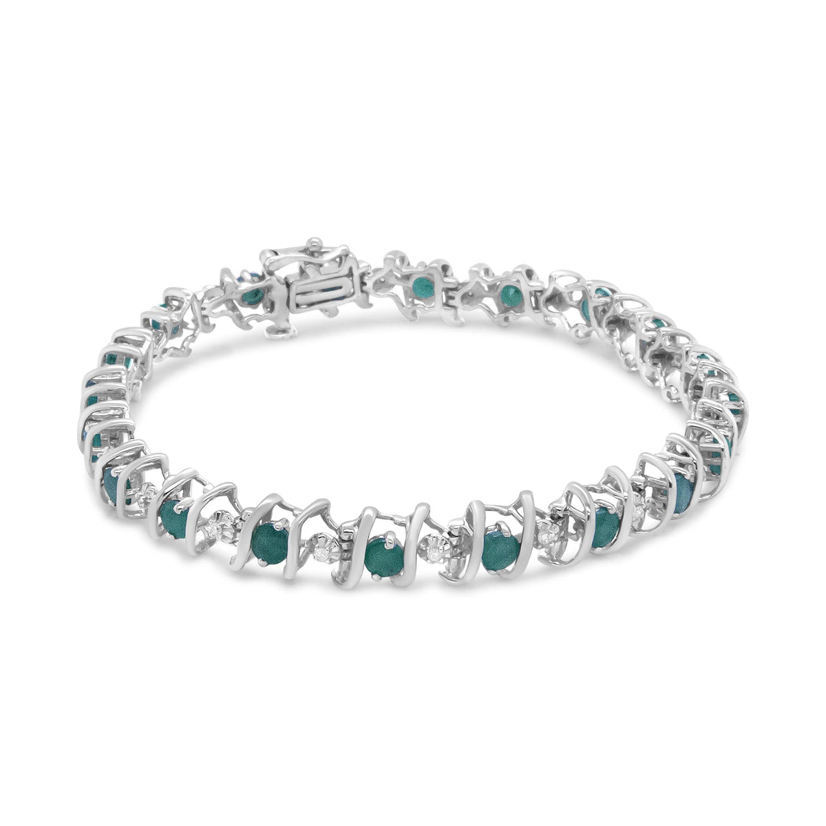 .925 Sterling Silver Lab-Grown Birthstone and 1/6 Cttw Round Diamond Tennis Bracelet (H-I Color, I1-I2 Clarity) - JackiEaslick