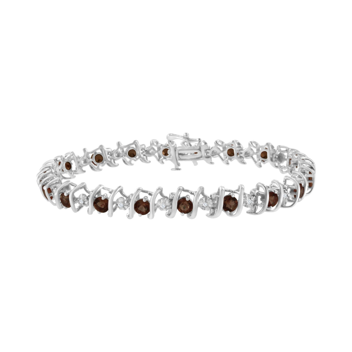 .925 Sterling Silver Lab-Grown Birthstone and 1/6 Cttw Round Diamond Tennis Bracelet (H-I Color, I1-I2 Clarity) - JackiEaslick