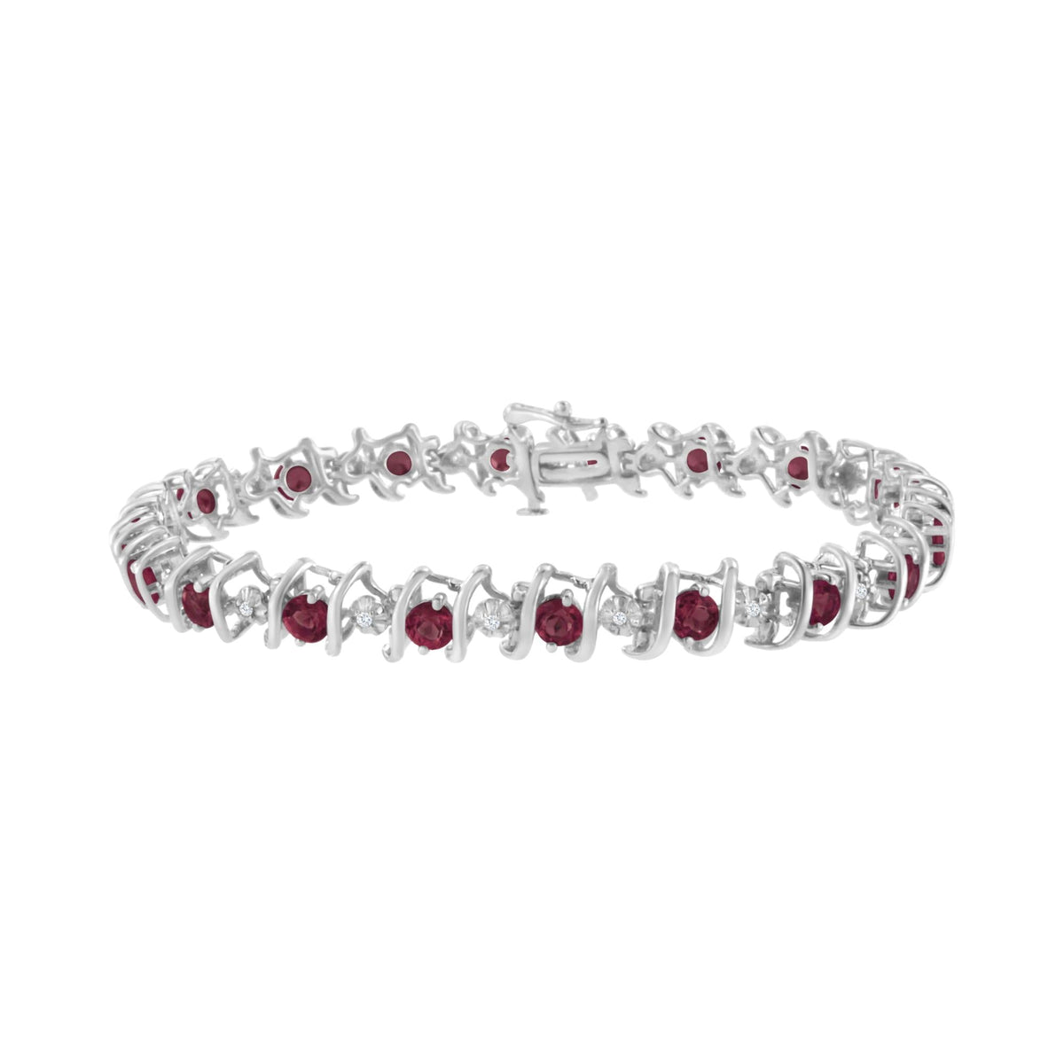 .925 Sterling Silver Lab-Grown Birthstone and 1/6 Cttw Round Diamond Tennis Bracelet (H-I Color, I1-I2 Clarity) - JackiEaslick
