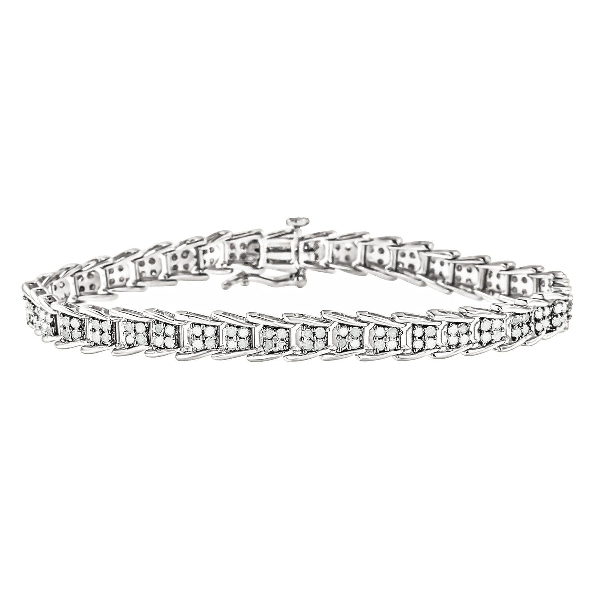 10k White Gold 2 cttw Diamond Fan-Shaped Link Tennis Bracelet (I-J Clarity, I3 Color) - Size 7.25" - JackiEaslick