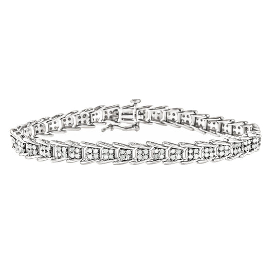 10k White Gold 2 cttw Diamond Fan-Shaped Link Tennis Bracelet (I-J Clarity, I3 Color) - Size 7.25" - JackiEaslick
