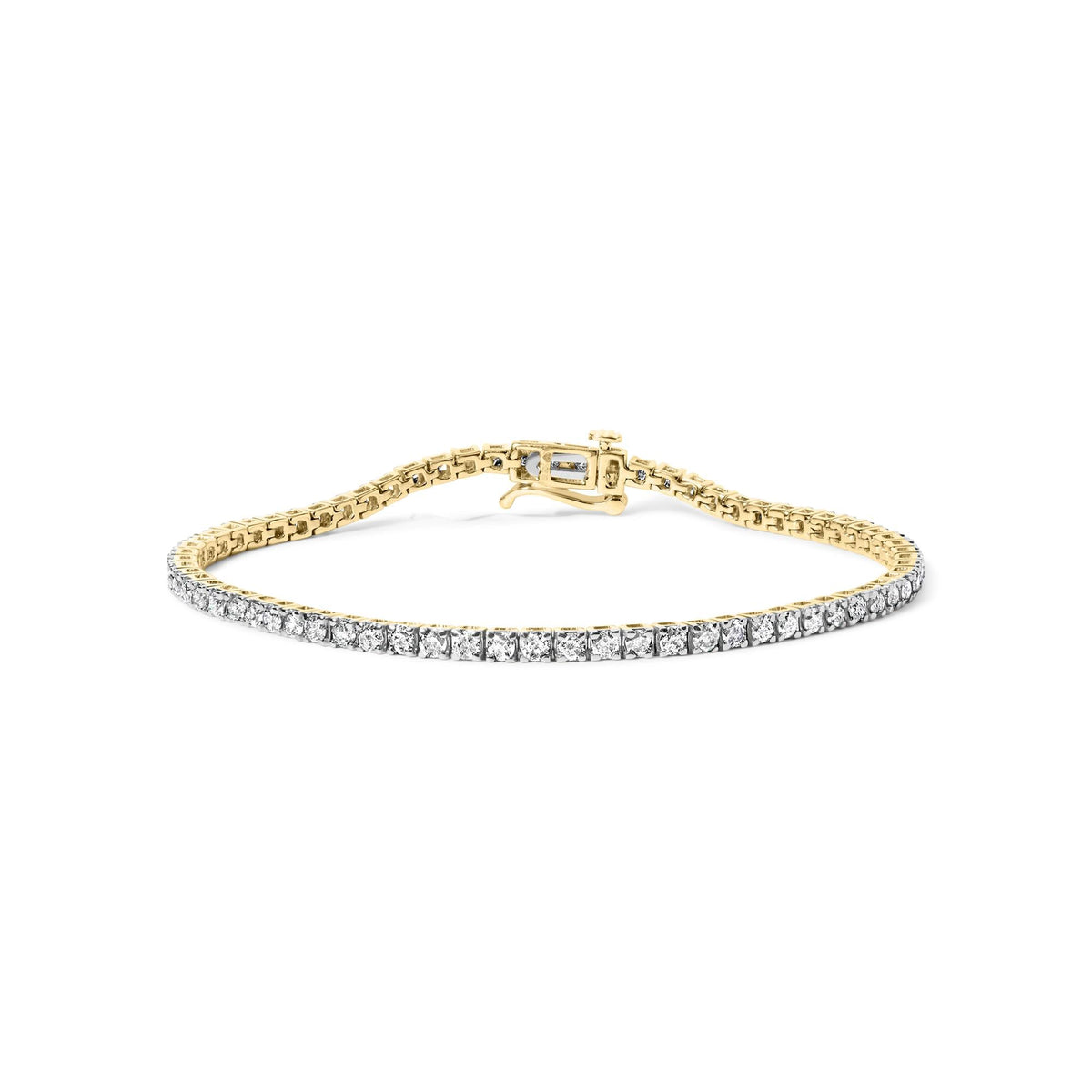 10K Yellow Gold Classic 3.0 Cttw Classic Diamond Tennis Bracelet (J-K Color, I2-I3 Clarity)  - 7.25" Inches