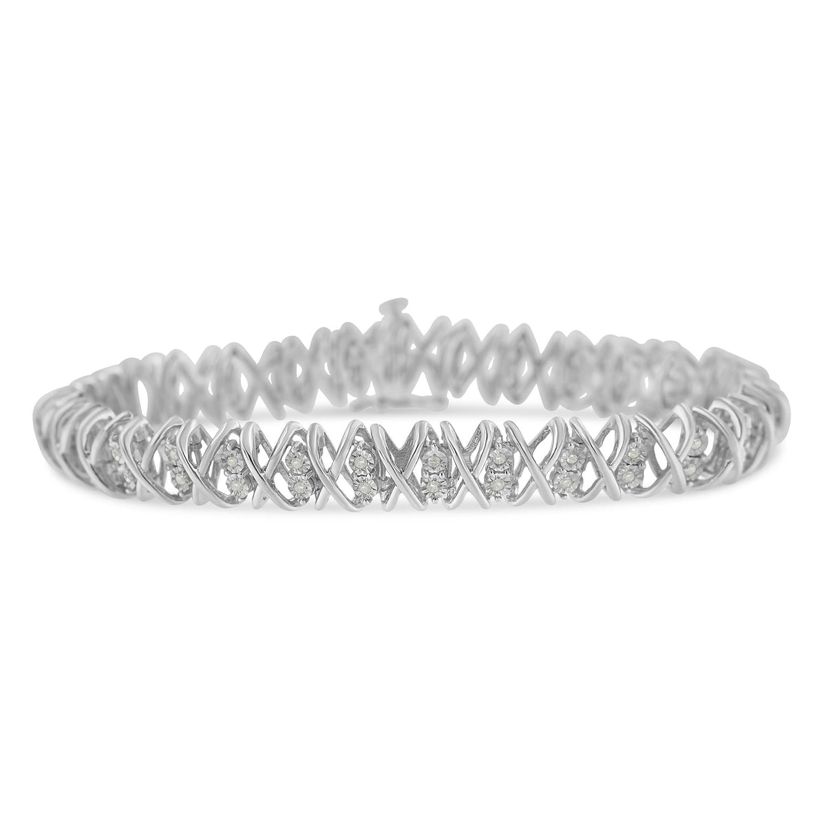 Sterling Silver rose-cut Diamond X-Link Bracelet (1 cttw, I-J Color, I2-I3 Clarity) - JackiEaslick