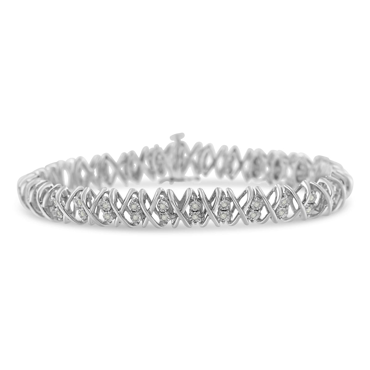 .925 Sterling Silver 2.0 Cttw Rose Cut Diamond X Link Tennis Bracelet (I-J Color, I2-I3 Clarity) - 7” - JackiEaslick