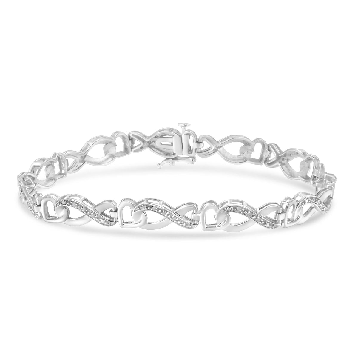 .925 Sterling Silver 1/5 Cttw Diamond 7” Infinity Heart Tennis Bracelet (H-I Color, I2-I3 Clarity) - JackiEaslick