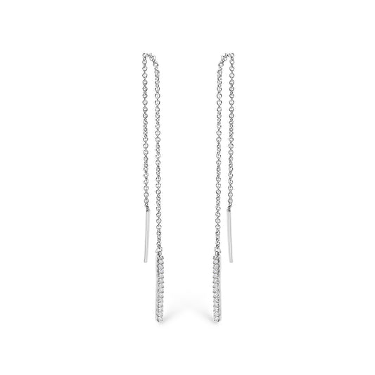 10K White Gold 1/10 Cttw Diamond Threader Earrings
