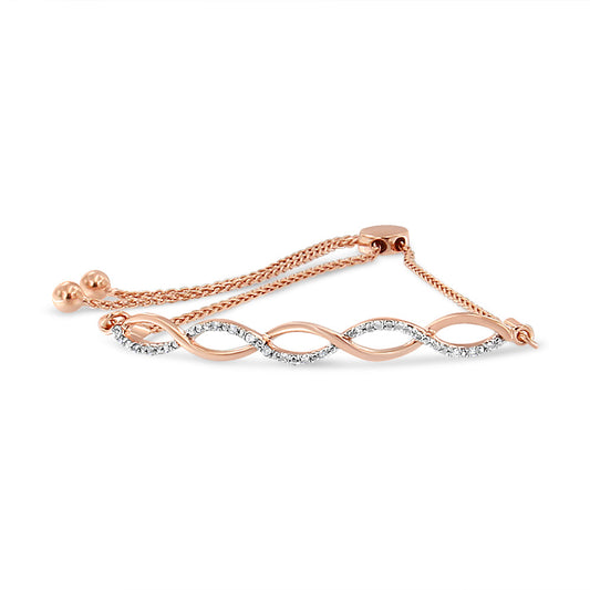 .925 Sterling Silver Diamond Infinity Twist 4”-10” Adjustable Bolo Bracelet (I-J Color, I2-I3 Clarity) - JackiEaslick