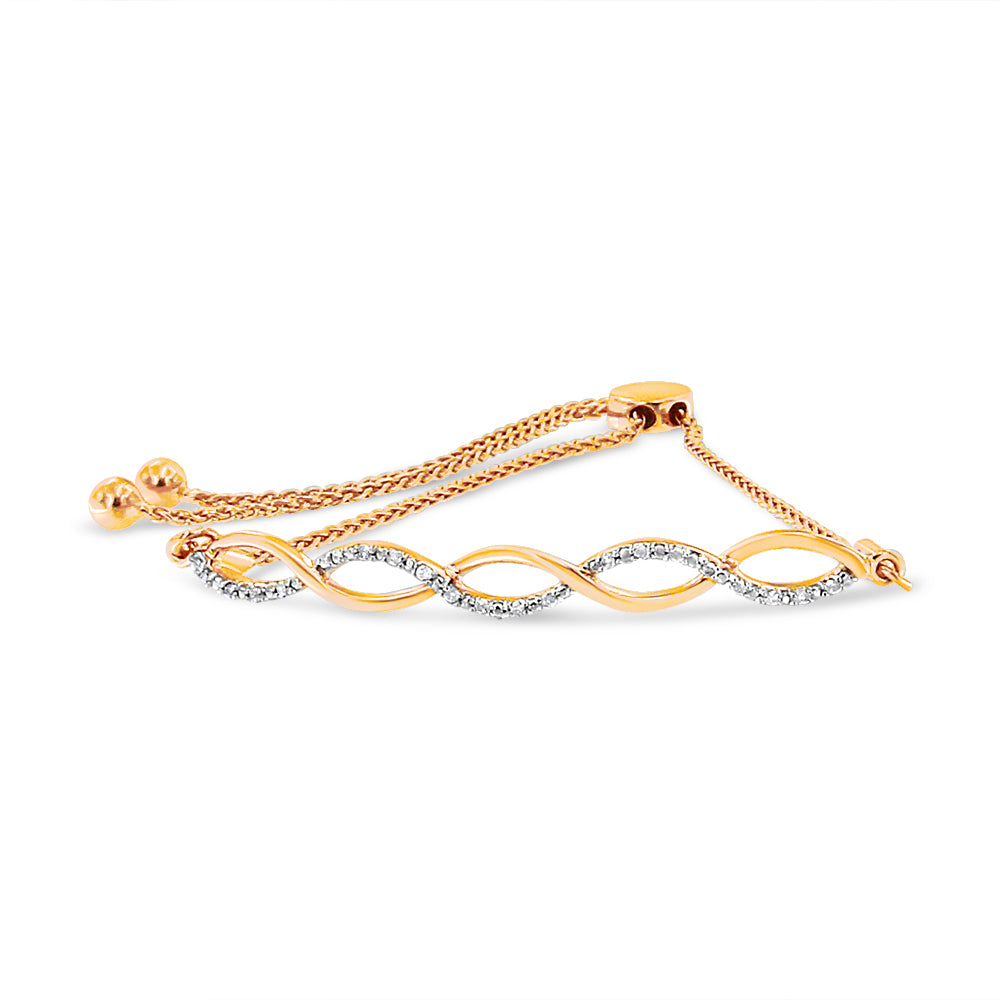 .925 Sterling Silver Diamond Infinity Twist 4”-10” Adjustable Bolo Bracelet (I-J Color, I2-I3 Clarity) - JackiEaslick