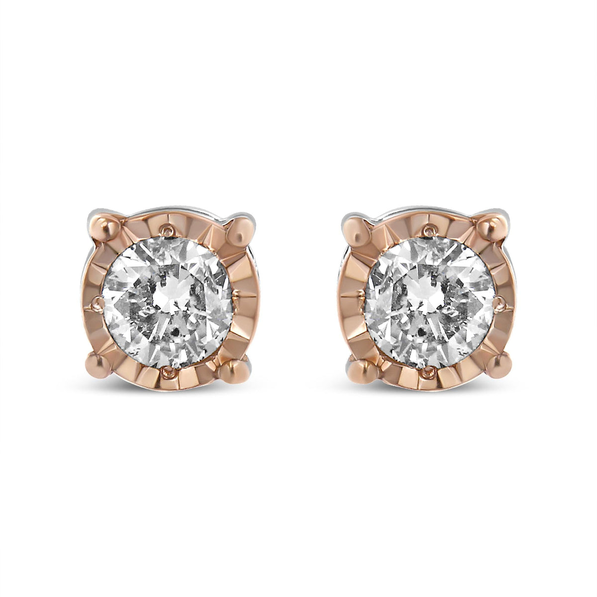 10K Two-Tone Yellow & White Gold over .925 Sterling Silver 0.40 Cttw Round Diamond Miracle-Set Stud Earrings (K-L Color, I2-I3 Clarity) - JackiEaslick