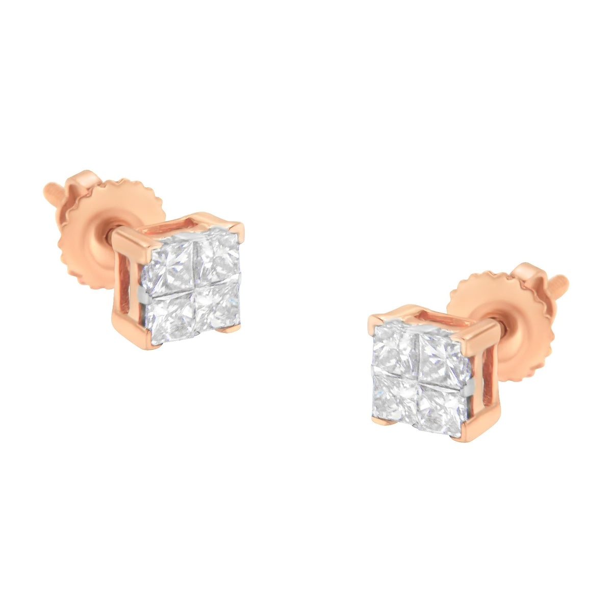 10K Gold Princess Diamond Composite Stud Earring (1/2 cttw, I-J Color, I1-I2 Clarity) - JackiEaslick