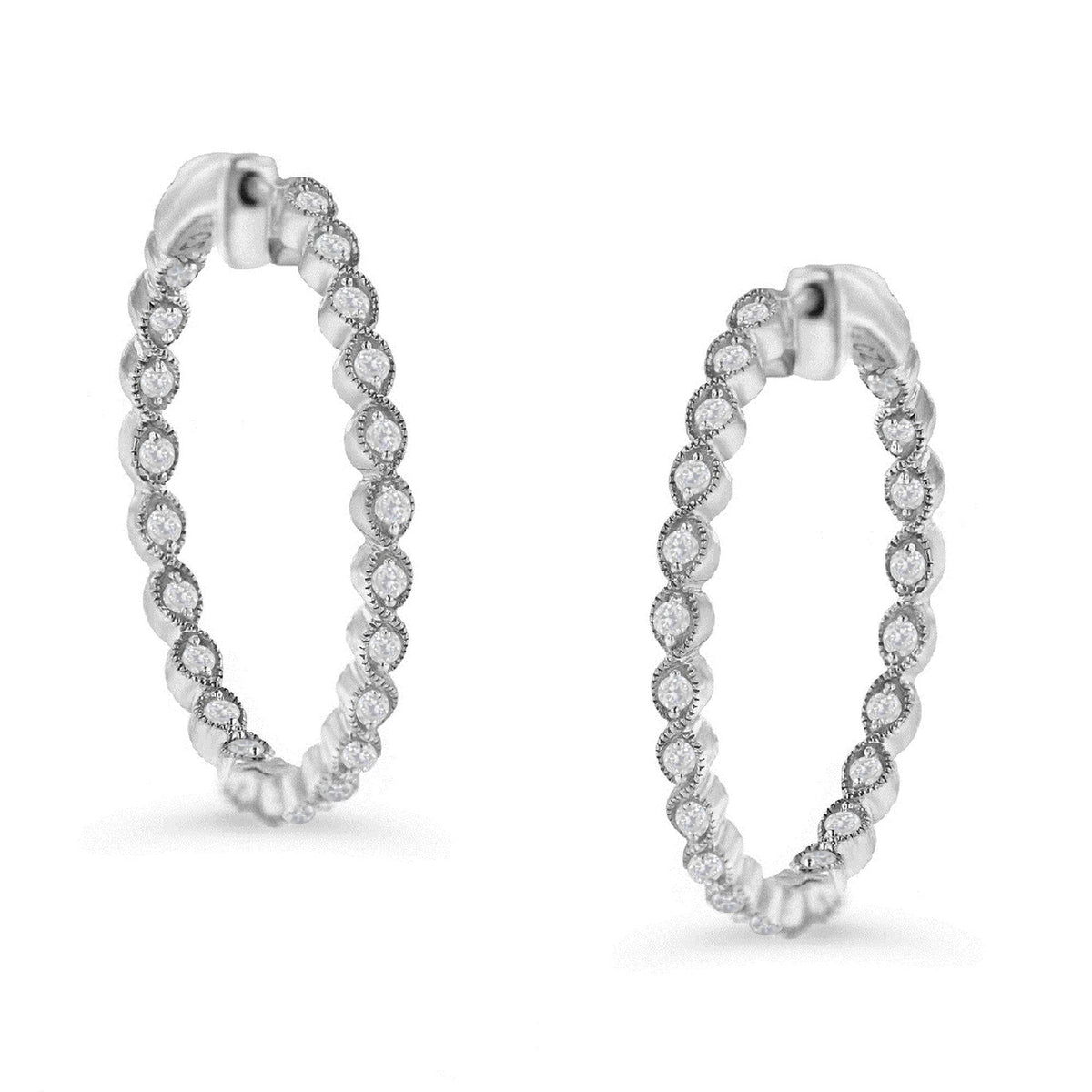 Sterling-Silver Diamond Hoop Earring (3/4 cttw, I-J Color, I3 Clarity) - JackiEaslick