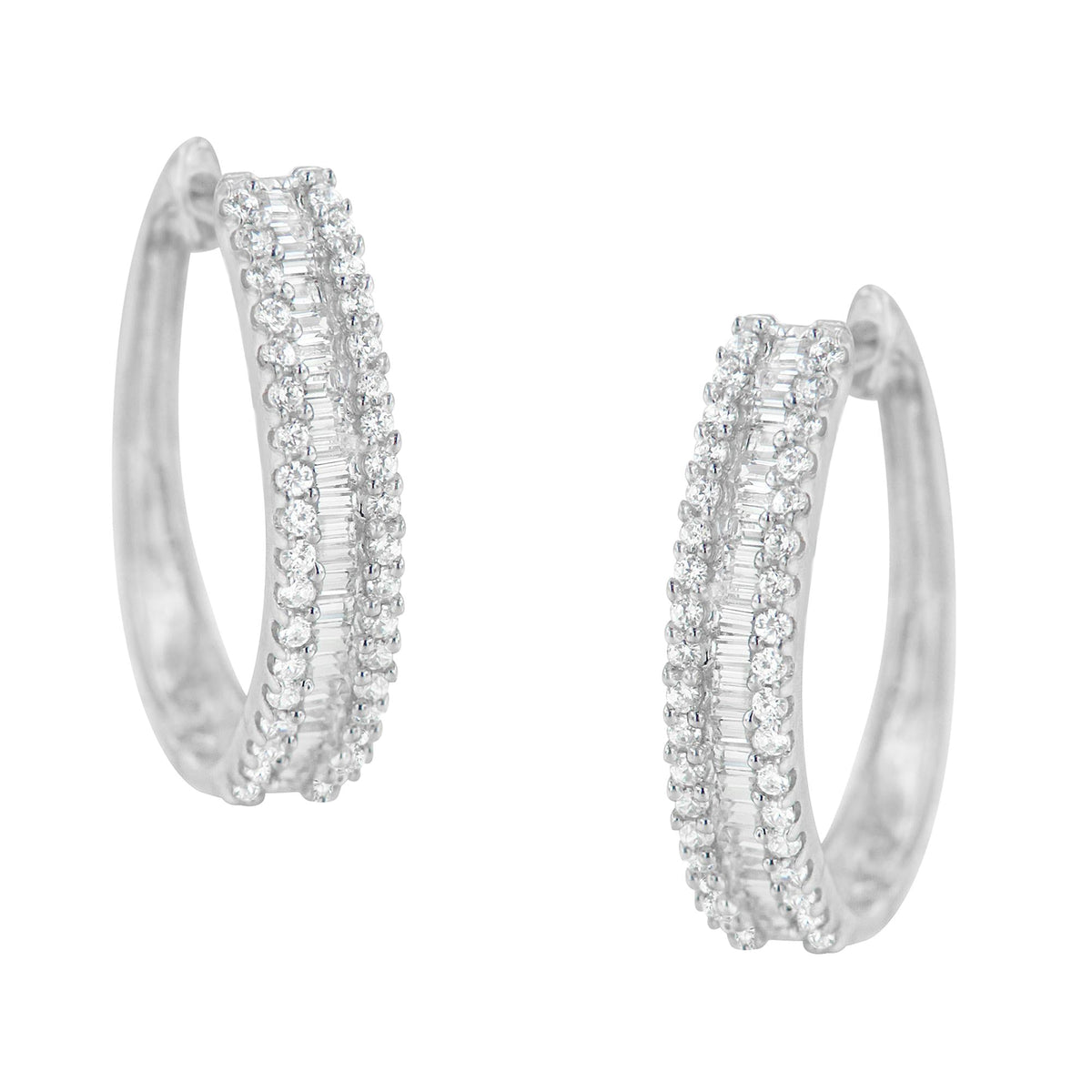 10K White Gold Diamond Hoop Earrings (3/4 cttw, I-J Color, I2-I3 Clarity) - JackiEaslick