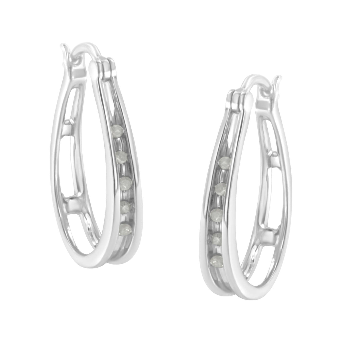 .925 Sterling Silver 1/10 Cttw Diamond Hoop Earrings (I-J Color, I3 Clarity) - JackiEaslick