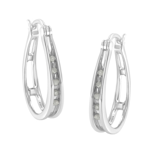 .925 Sterling Silver 1/10 Cttw Diamond Hoop Earrings (I-J Color, I3 Clarity) - JackiEaslick