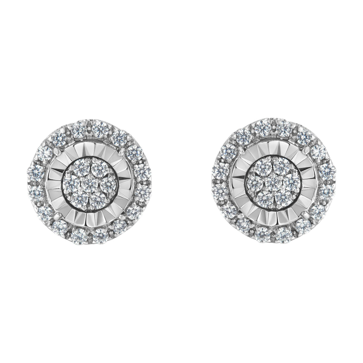 Sterling Silver Diamond Cluster Earrings (1 cttw, I-J Color, I2-I3 Clarity) - JackiEaslick