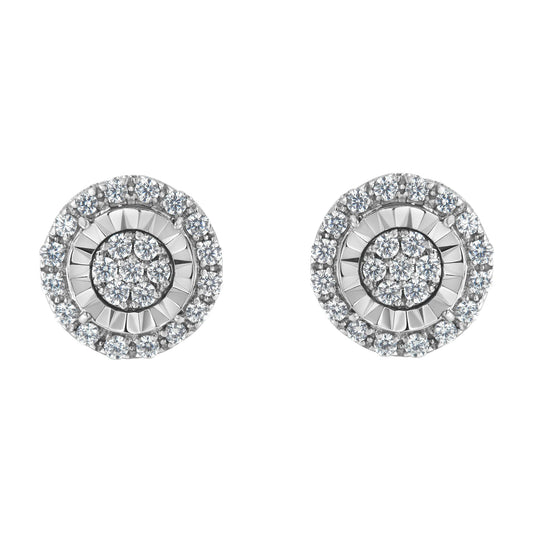Sterling Silver Diamond Cluster Earrings (1 cttw, I-J Color, I2-I3 Clarity) - JackiEaslick