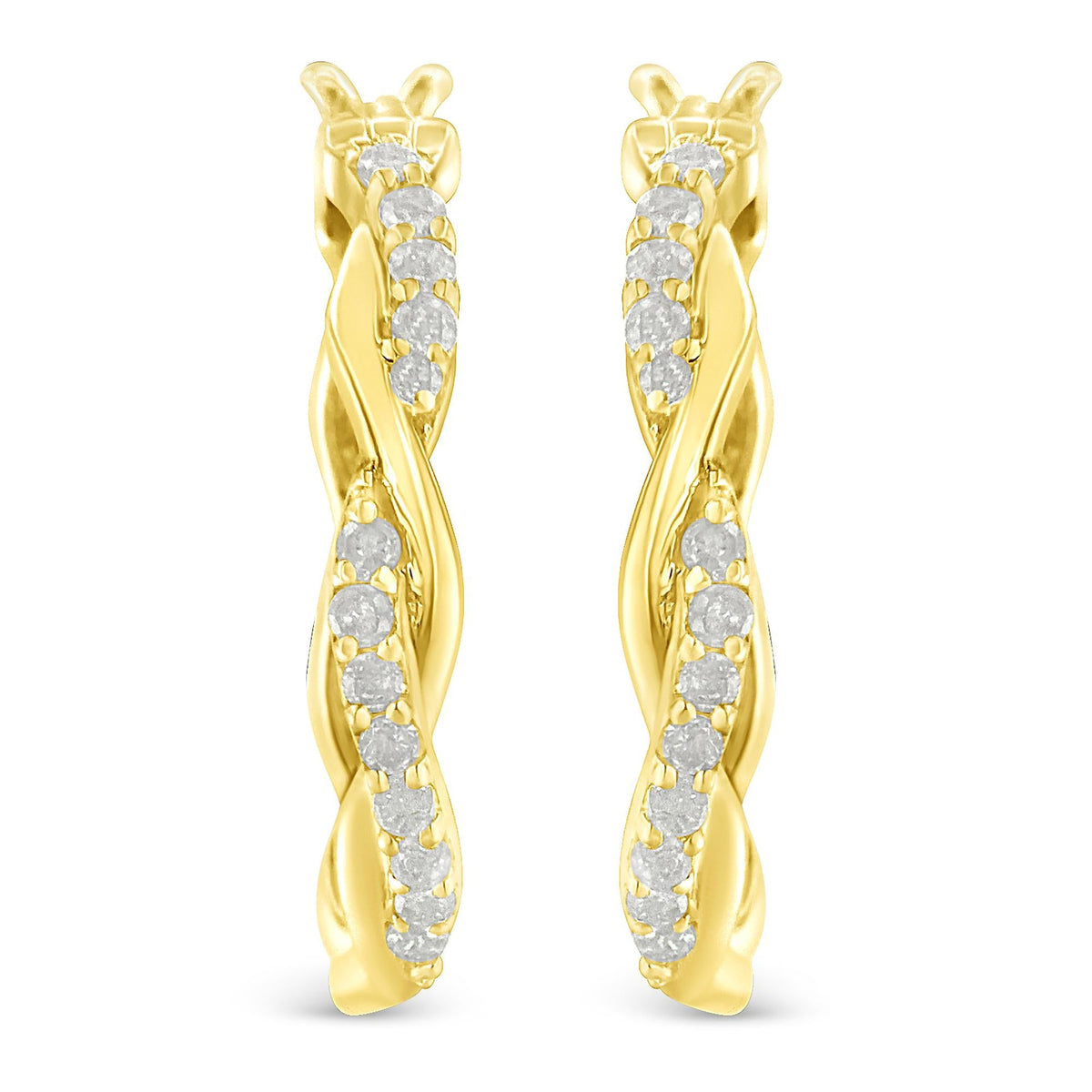 .925 Sterling-Silver 1/4 cttw Pave Set Diamond Twisted Spiral Hoop Earring (I-J Color, I3 Clarity) - JackiEaslick