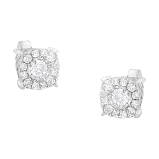 Sterling Silver Diamond Square Stud Earring (1/2 cttw, I-J Color, I2-I3 Clarity) - JackiEaslick